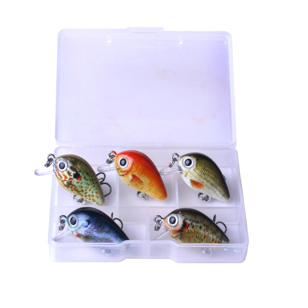 Set 5 mini crankbaits – Leurres durs 2.7cm 1.5g yeux holographiques 3D