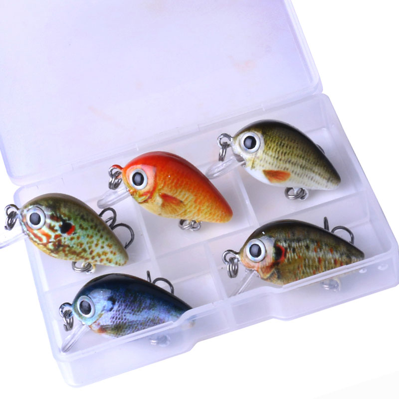 Set 5 mini crankbaits – Leurres durs 2.7cm 1.5g yeux holographiques 3D
