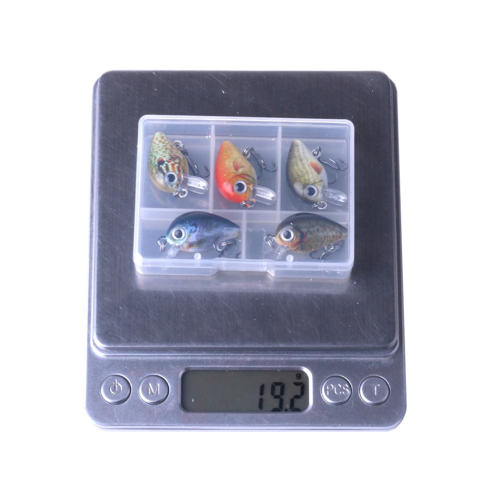 Set 5 mini crankbaits – Leurres durs 2.7cm 1.5g yeux holographiques 3D