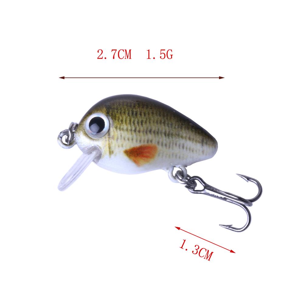 Set 5 mini crankbaits – Leurres durs 2.7cm 1.5g yeux holographiques 3D
