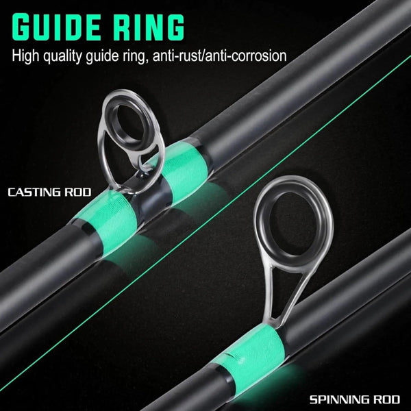 Canne à pêche fibre de verre 180 cm – Spinning & Baitcasting 4 sections