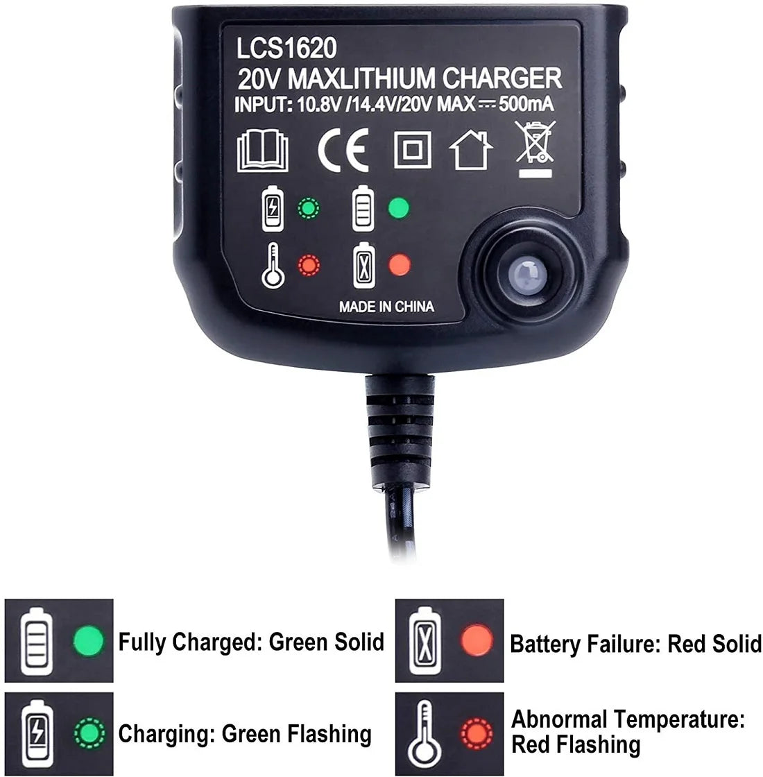 Chargeur de Batterie Li-ion Black & Decker 20V – Compatible LBXR20, LB20, LBX20
