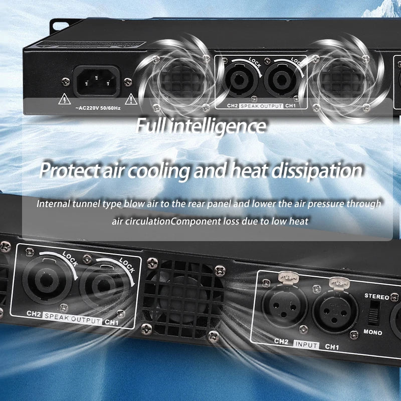 NILUNWEI DGA-19 – Amplificateur de Puissance Numérique 1U 2×600W, 2 Canaux, Scène & DJ