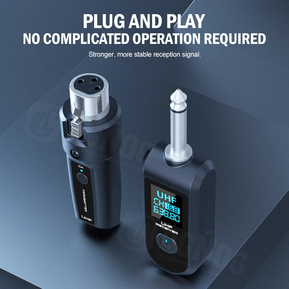 DGNOG – Système Micro Sans Fil UHF XLR, Émetteur-Récepteur pour Micro Dynamique & Guitare