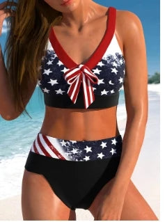 Tankini Deux Pièces Imprimé à Pois Bleus – Maillot de Bain Femme Grande Taille S-6XL | Plage & Vacances