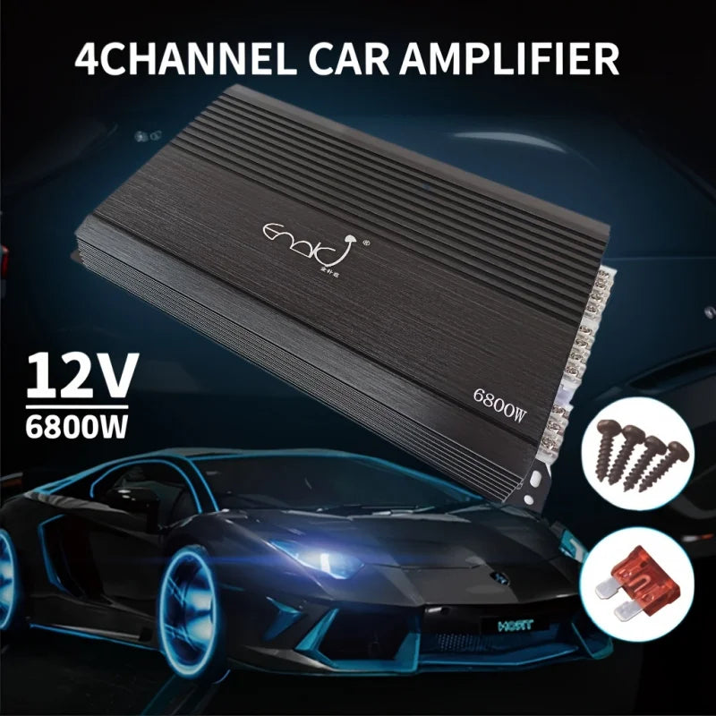 Amplificateur de Puissance 4 Canaux pour Voiture – Alliage d'Aluminium