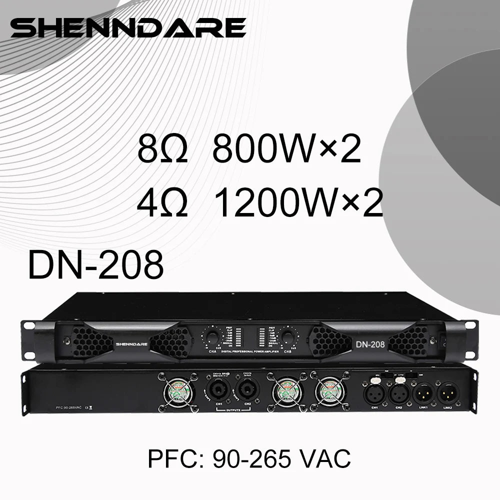 Shenndare DN-2100/DN-4100 – Ampli Puissance Classe D 1U, 2/4 Canaux, jusqu’à 4×1800W, Line Array DJ Scène KTV