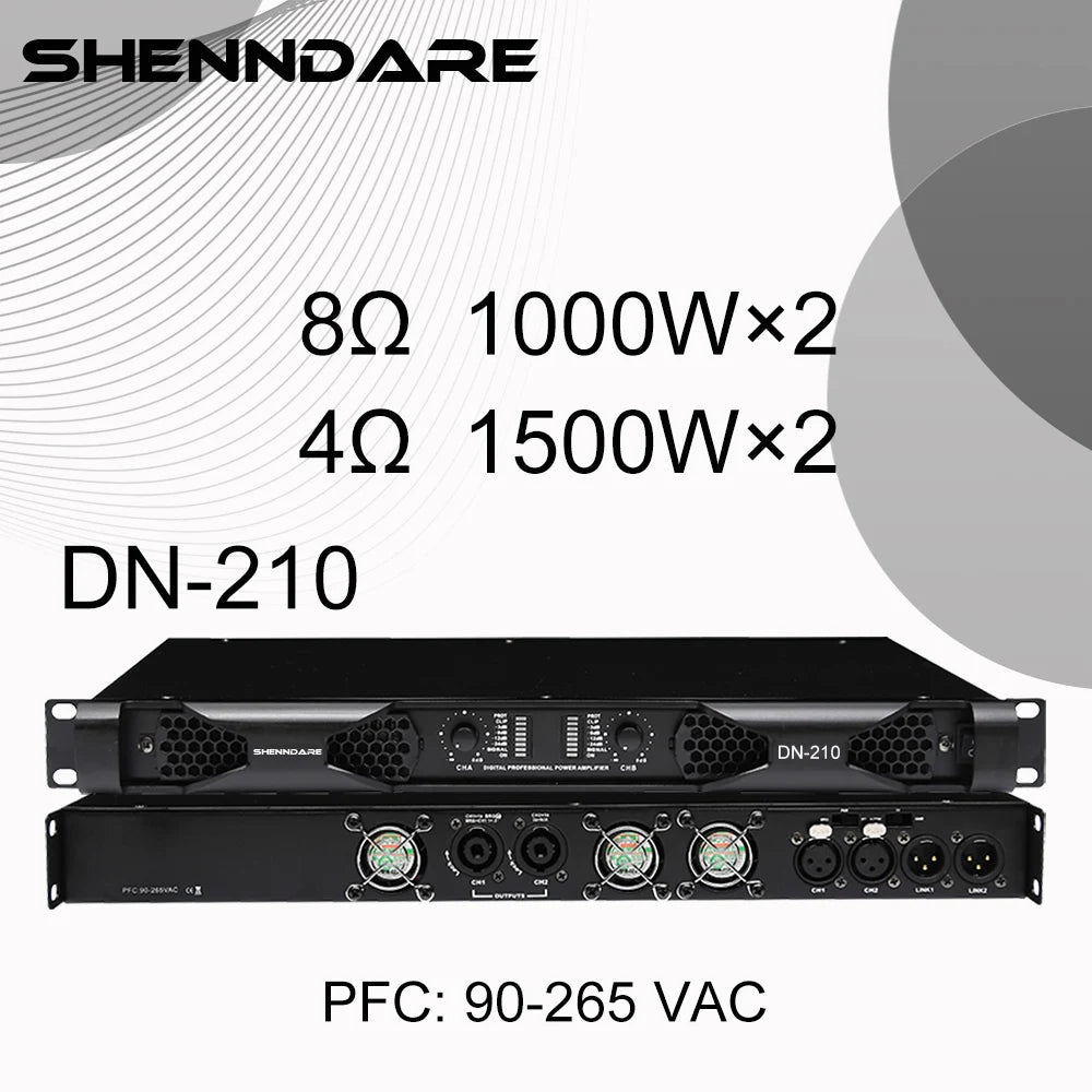 Shenndare DN-2100/DN-4100 – Ampli Puissance Classe D 1U, 2/4 Canaux, jusqu’à 4×1800W, Line Array DJ Scène KTV