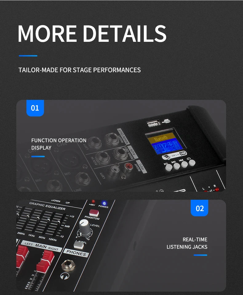 JIY 402D – Table de Mixage DJ 4 Canaux 500W Bluetooth, Numérique, Scène & PC