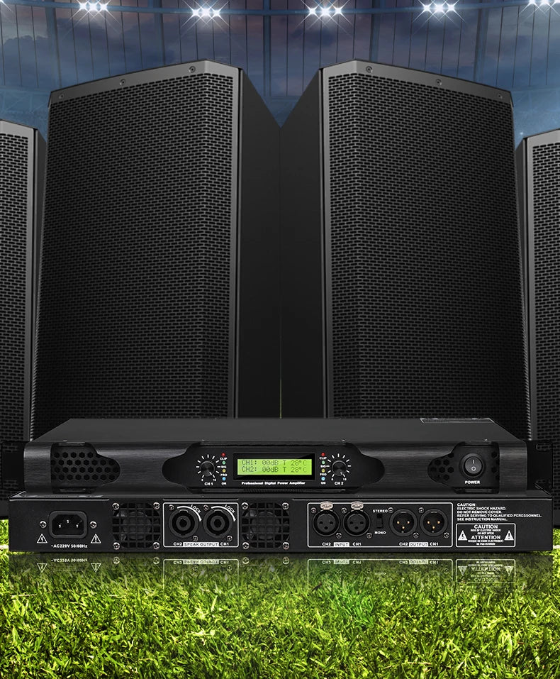 NILUNWEI DGA-19 – Amplificateur de Puissance Numérique 1U 2×600W, 2 Canaux, Scène & DJ