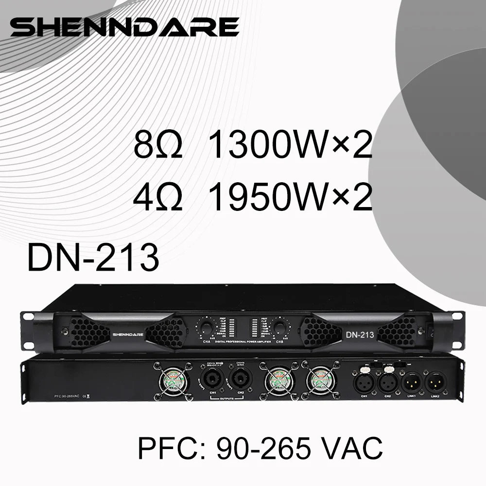 Shenndare DN-2100/DN-4100 – Ampli Puissance Classe D 1U, 2/4 Canaux, jusqu’à 4×1800W, Line Array DJ Scène KTV