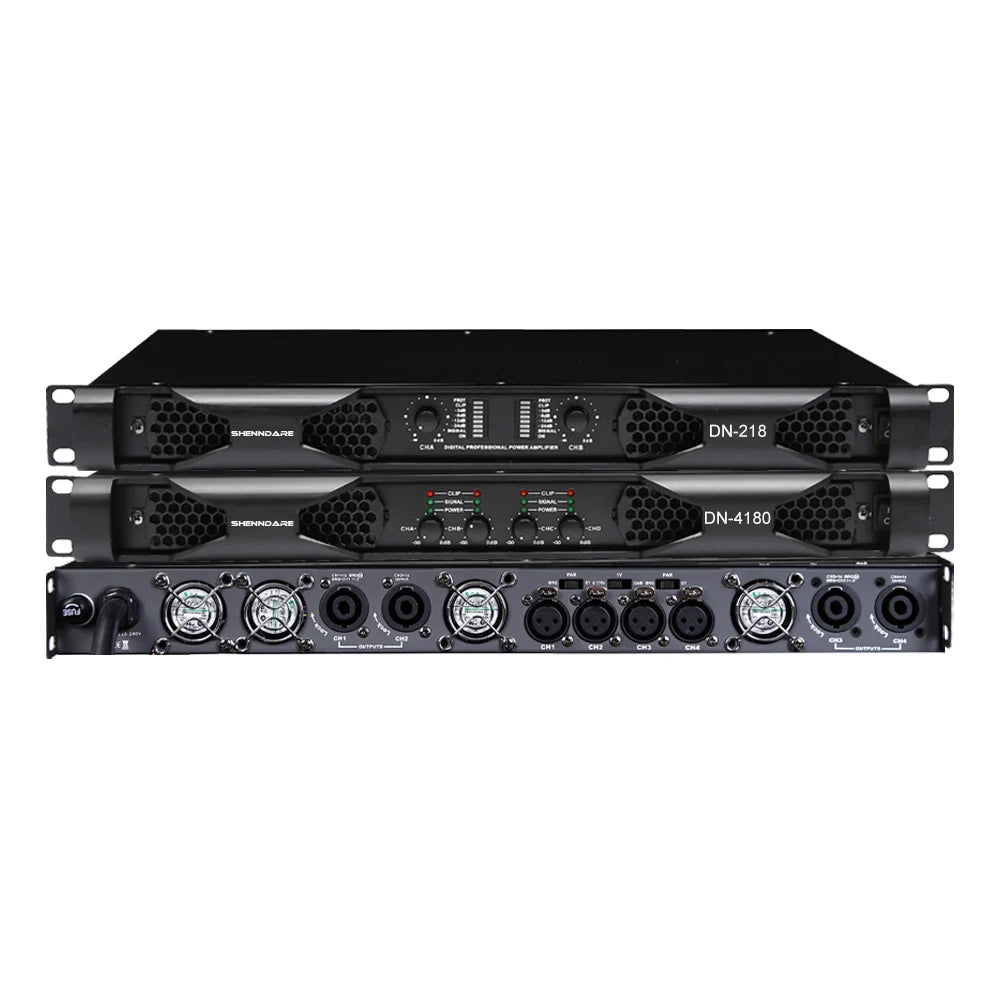 Shenndare DN-2100/DN-4100 – Ampli Puissance Classe D 1U, 2/4 Canaux, jusqu’à 4×1800W, Line Array DJ Scène KTV