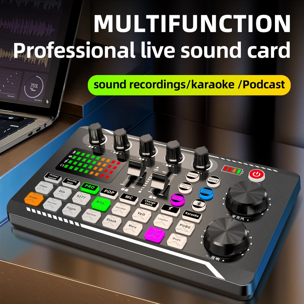TisNite F998 – Kit Carte Son USB + Micro à Condensateur, Mixage Vocal Live, Studio & Streaming