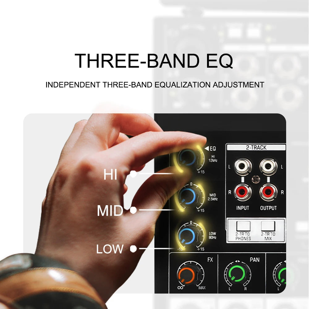 G-MARK STUDIO 4 – Console de Mixage DJ 4 Canaux Bluetooth, 2 Micros Sans Fil UHF, 48V, USB