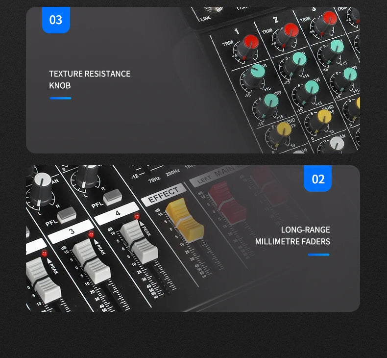 JIY 402D – Table de Mixage DJ 4 Canaux 500W Bluetooth, Numérique, Scène & PC