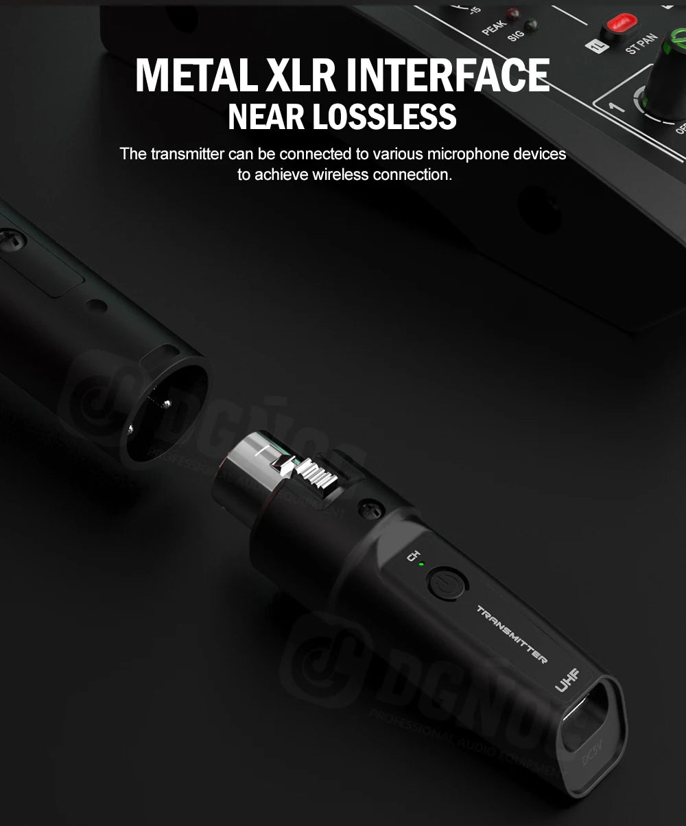 DGNOG – Système Micro Sans Fil UHF XLR, Émetteur-Récepteur pour Micro Dynamique & Guitare
