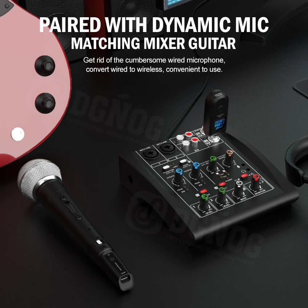 DGNOG – Système Micro Sans Fil UHF XLR, Émetteur-Récepteur pour Micro Dynamique & Guitare