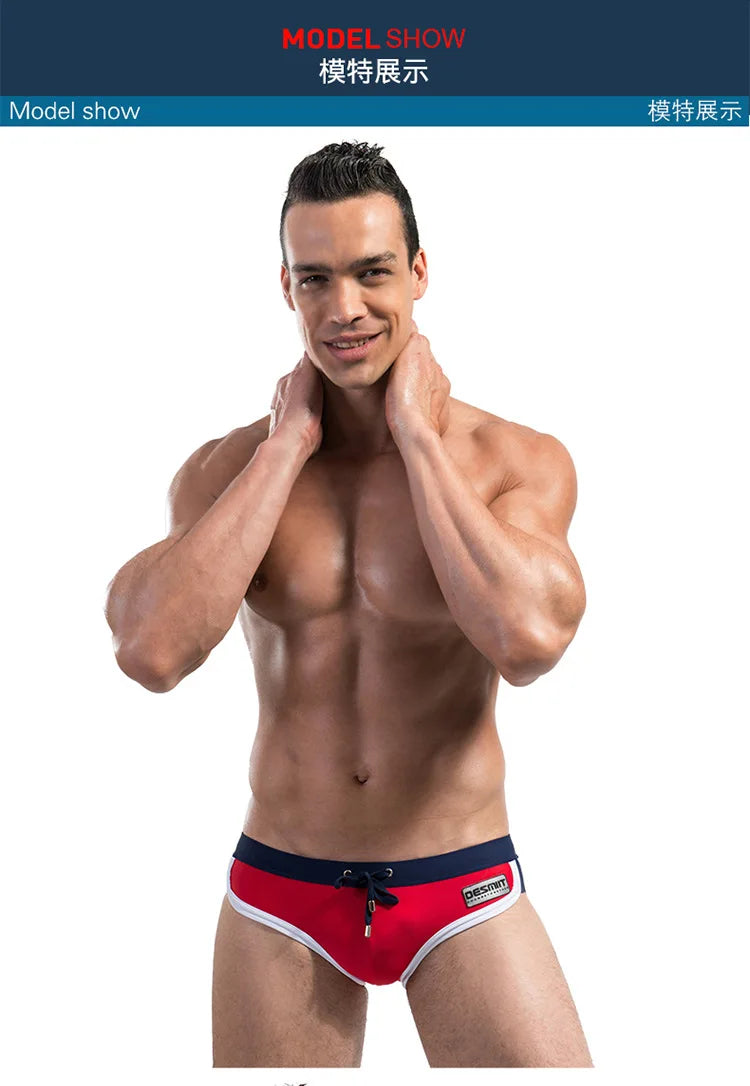 Slip de Bain Homme Tendance – Serré, Respirant, Épissage Bicolore, Short de Plage