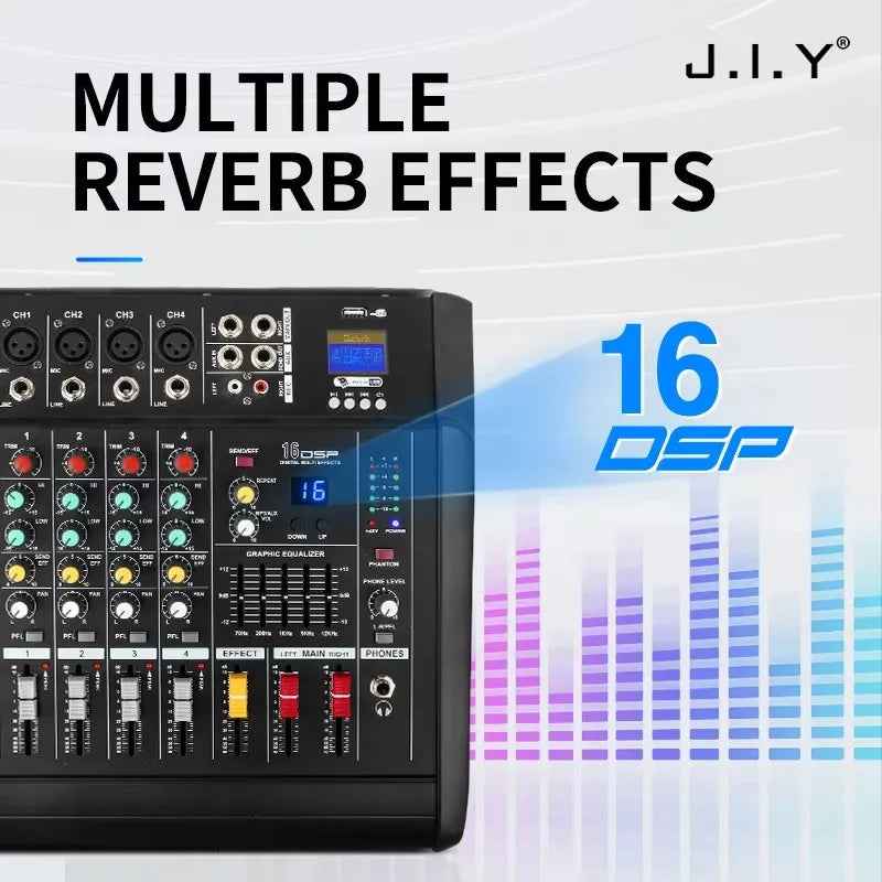 JIY 402D – Table de Mixage DJ 4 Canaux 500W Bluetooth, Numérique, Scène & PC