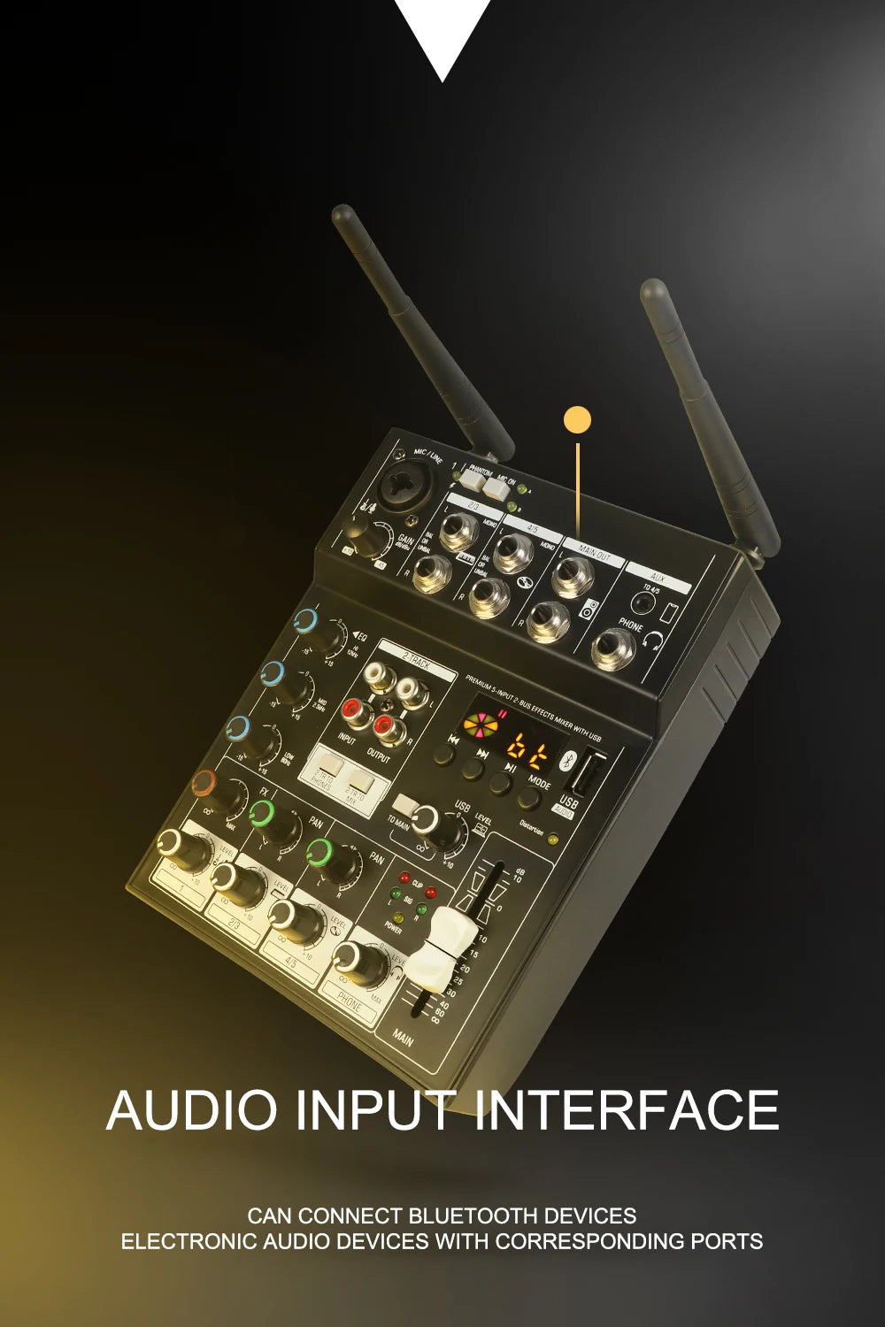 G-MARK STUDIO 4 – Console de Mixage DJ 4 Canaux Bluetooth, 2 Micros Sans Fil UHF, 48V, USB