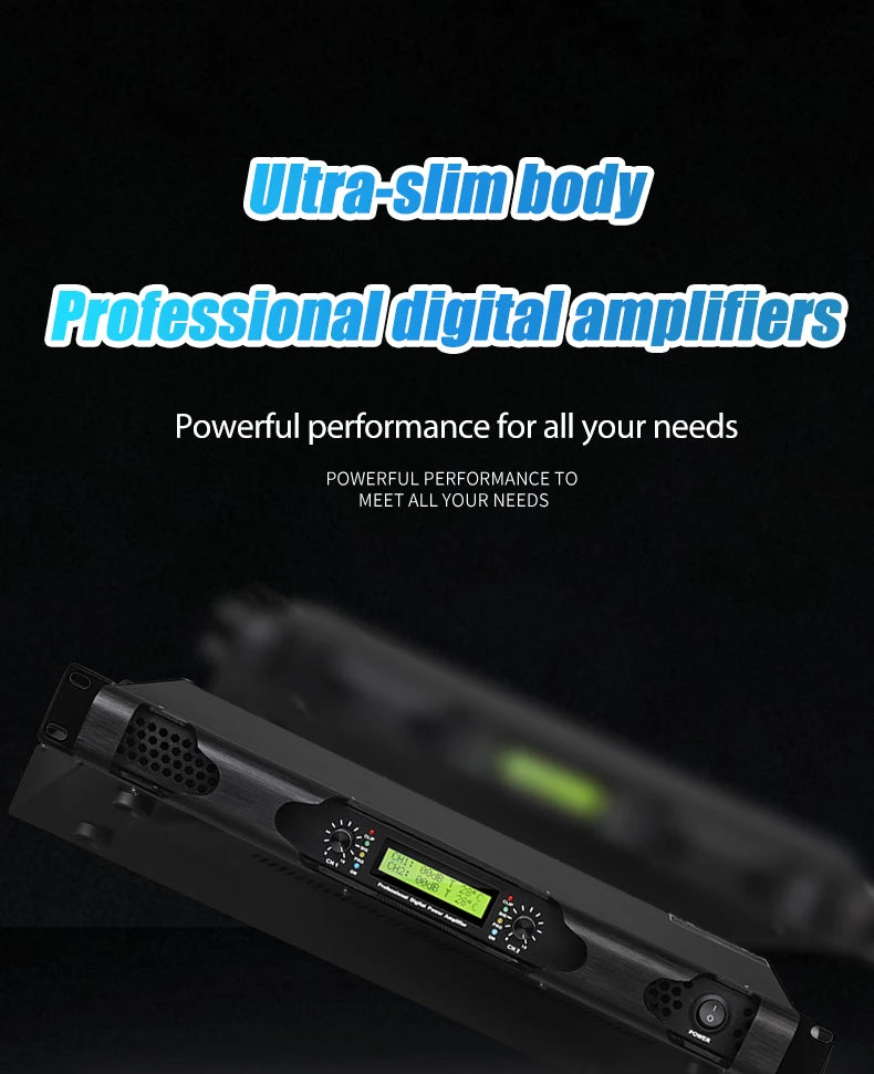 NILUNWEI DGA-19 – Amplificateur de Puissance Numérique 1U 2×600W, 2 Canaux, Scène & DJ