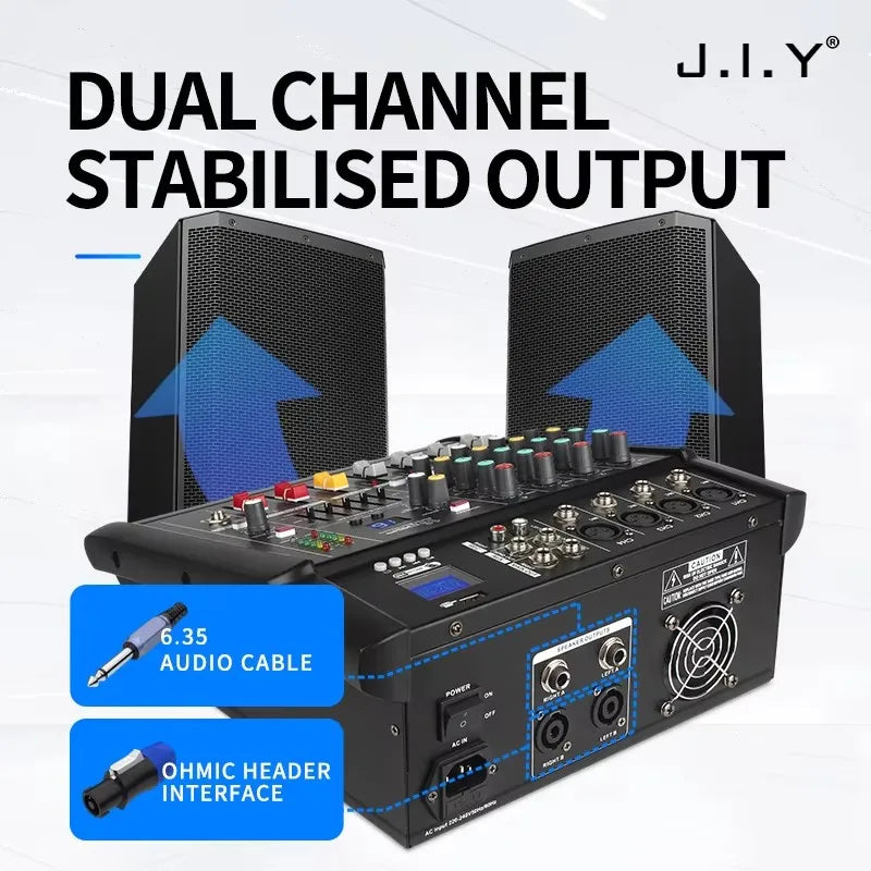 JIY 402D – Table de Mixage DJ 4 Canaux 500W Bluetooth, Numérique, Scène & PC