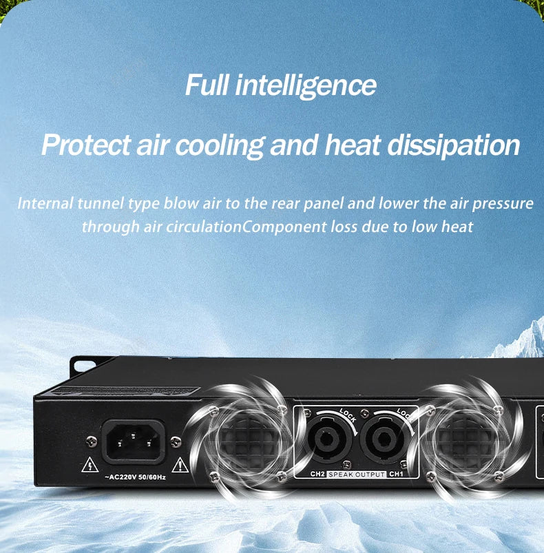 NILUNWEI DGA-19 – Amplificateur de Puissance Numérique 1U 2×600W, 2 Canaux, Scène & DJ