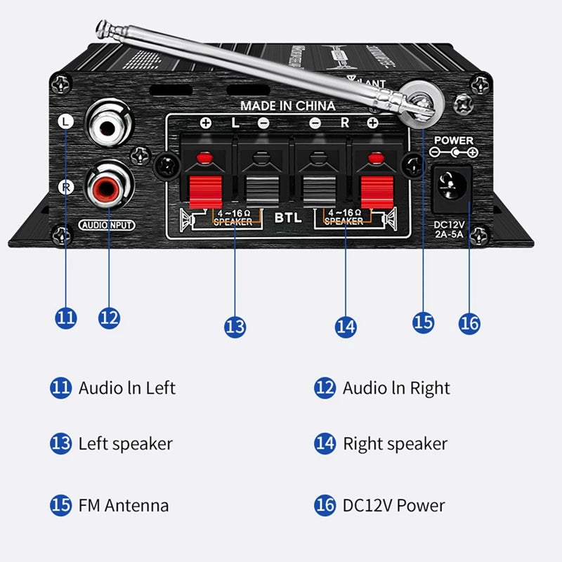 Amplificateur Bluetooth 2 Canaux SODIAL AMP-A22U – Hi-Fi 12V Maison & Voiture