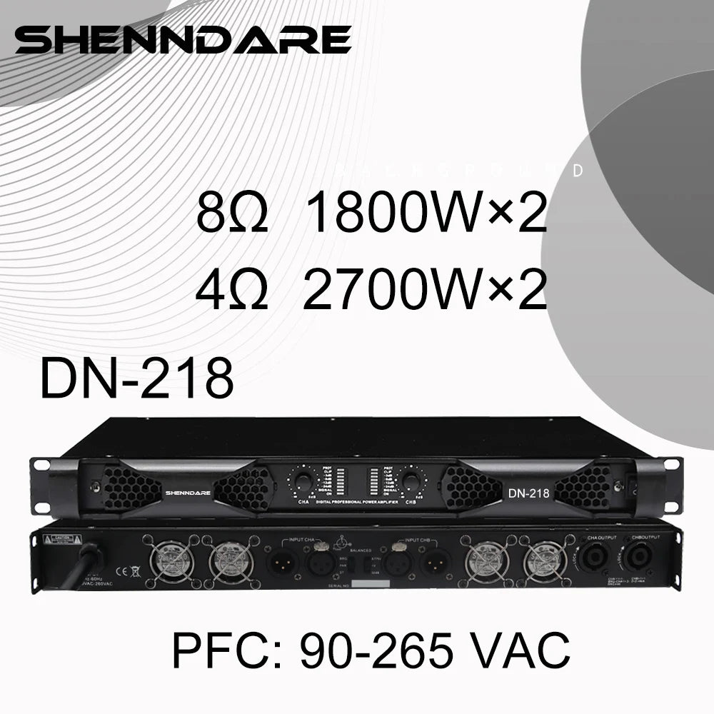 Shenndare DN-2100/DN-4100 – Ampli Puissance Classe D 1U, 2/4 Canaux, jusqu’à 4×1800W, Line Array DJ Scène KTV