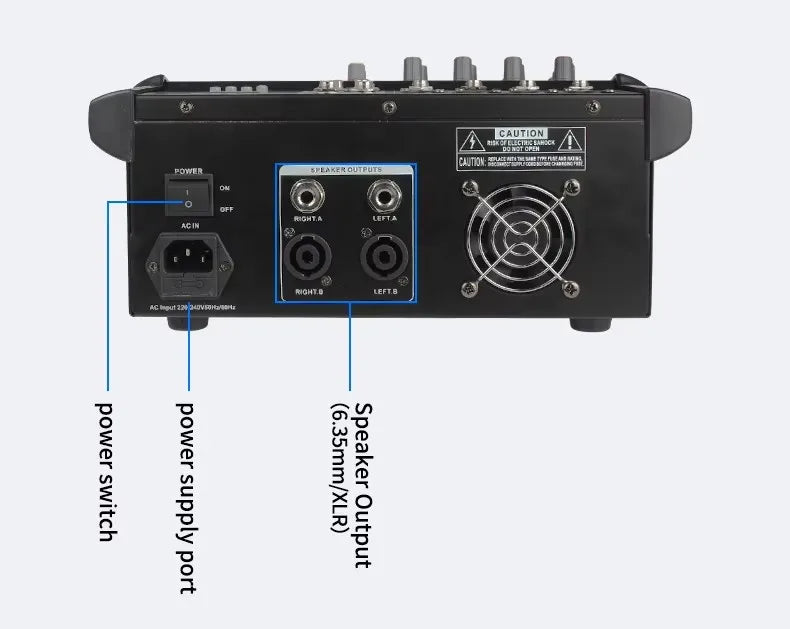JIY 402D – Table de Mixage DJ 4 Canaux 500W Bluetooth, Numérique, Scène & PC