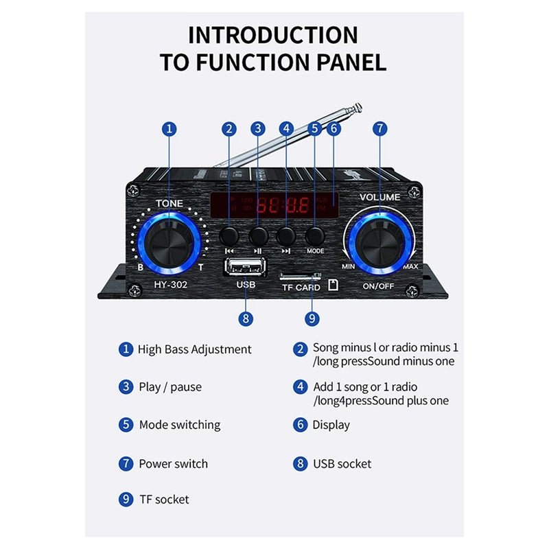 Amplificateur Bluetooth 2 Canaux SODIAL AMP-A22U – Hi-Fi 12V Maison & Voiture