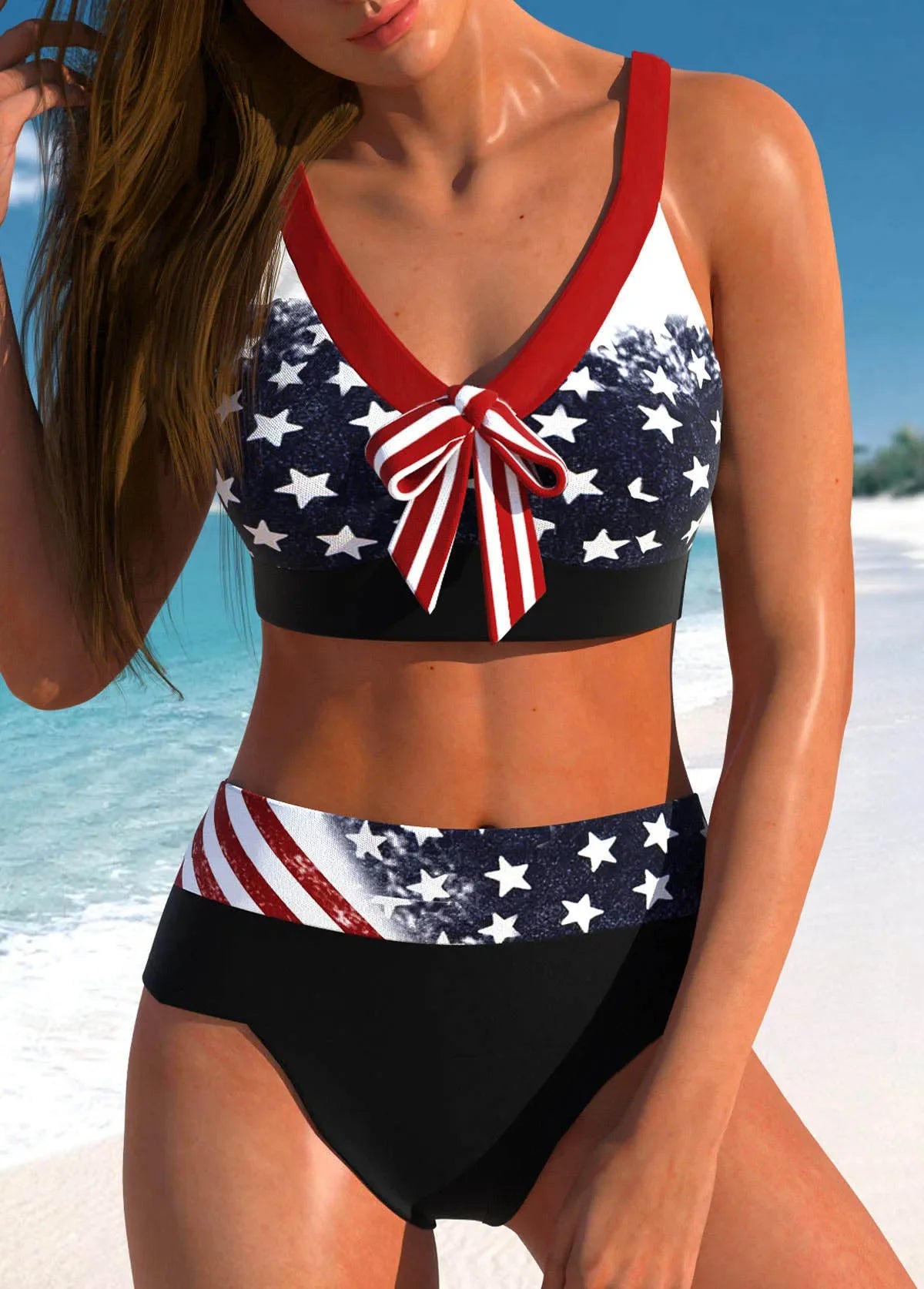 Tankini Deux Pièces Imprimé à Pois Bleus – Maillot de Bain Femme Grande Taille S-6XL | Plage & Vacances