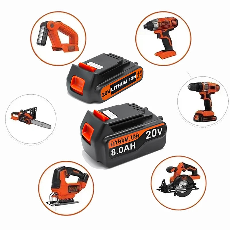 Batterie Li-ion 20V compatible Black & Decker – LBXR20 / LB20 / BL2018 – 3,0 à 8,0 Ah