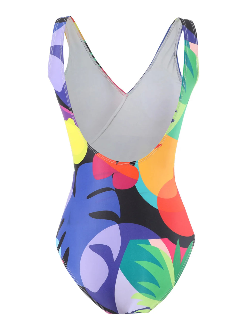 Maillot de Bain Une Pièce Femme – Slim Imprimé, Taille Haute & Col Frontal | Ventre Couvert, Nouveau