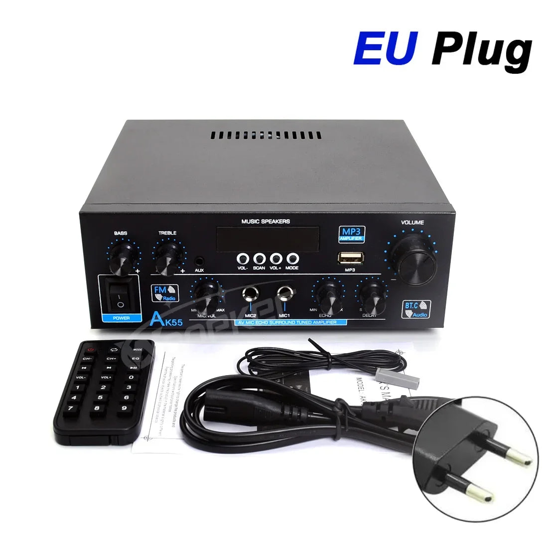 Woopker AK35 / AK45 / AK45 Pro / AK55 – Amplificateur Numérique Bluetooth 2 Canaux HiFi | FM · USB | Maison · Voiture · Karaoké