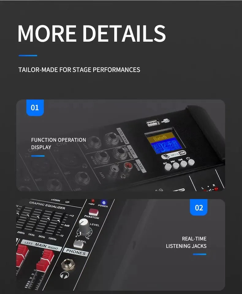 JIY 402D – Table de Mixage DJ 4 Canaux 500W Bluetooth, Numérique, Scène & PC