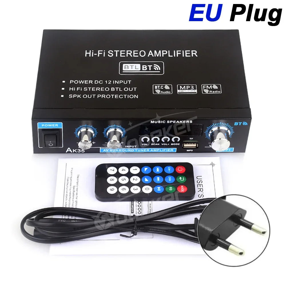 Woopker AK35 / AK45 / AK45 Pro / AK55 – Amplificateur Numérique Bluetooth 2 Canaux HiFi | FM · USB | Maison · Voiture · Karaoké