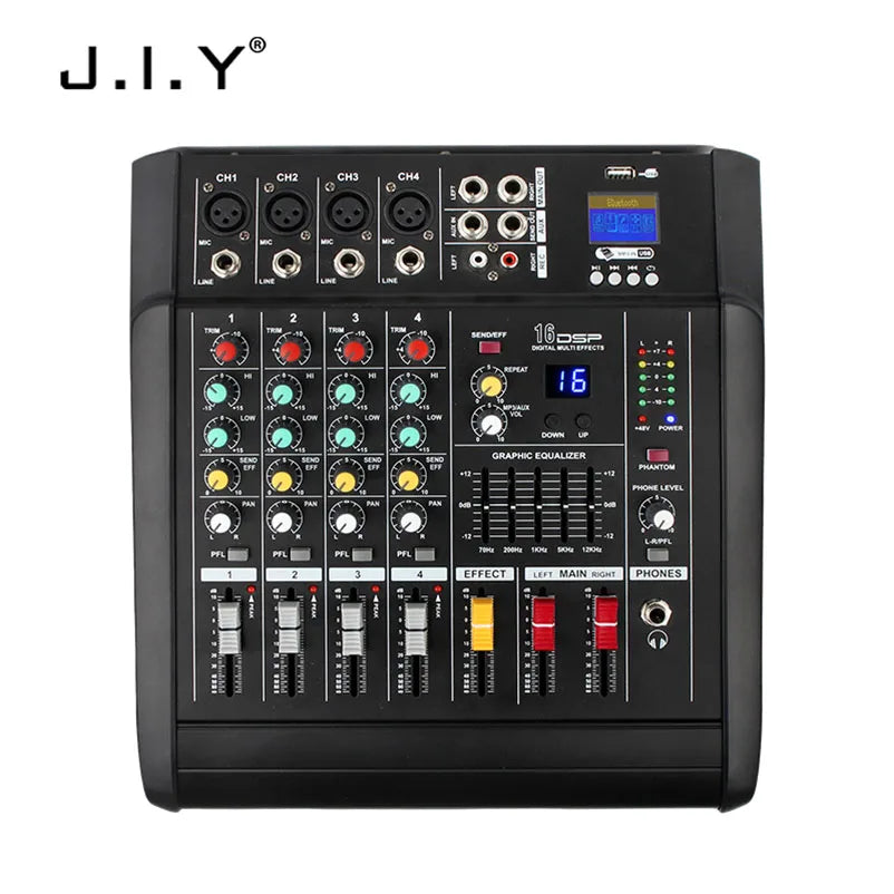 JIY 402D – Table de Mixage DJ 4 Canaux 500W Bluetooth, Numérique, Scène & PC