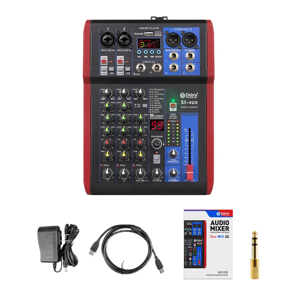 IKGE SI-UX – Table de Mixage DJ Portable Bluetooth 5.0, 99 Effets DSP, USB, 4/6/8 Canaux