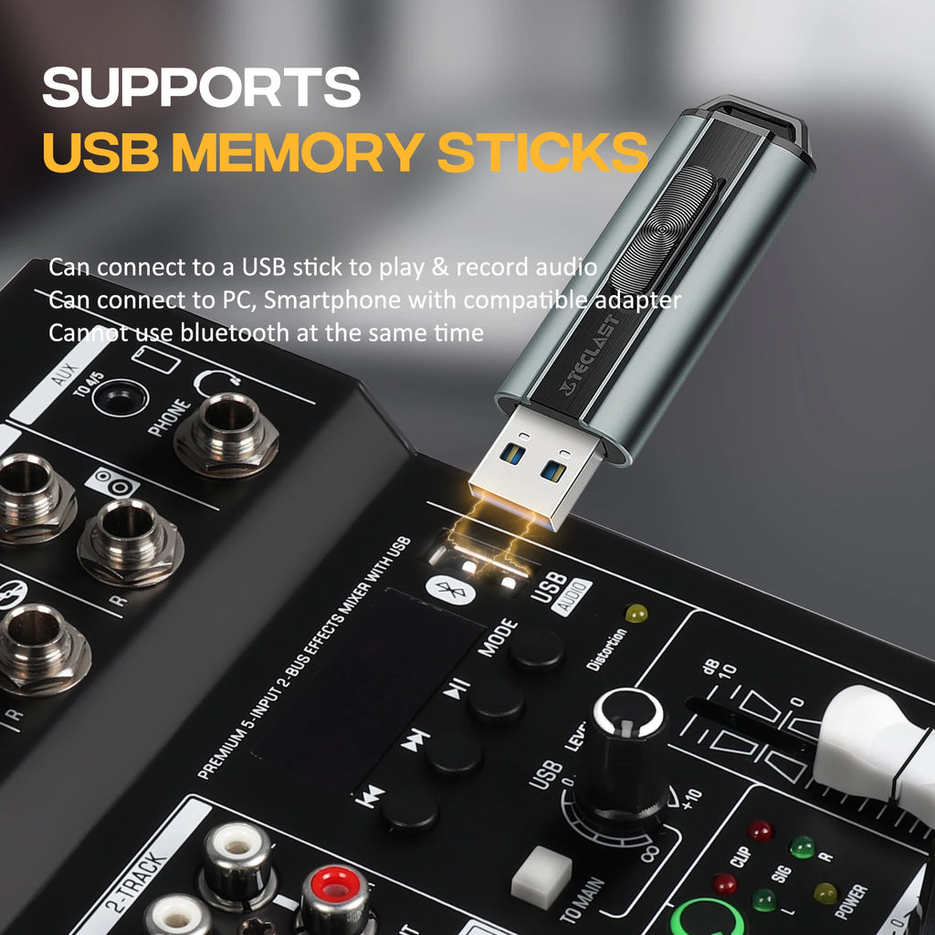 G-MARK STUDIO 4 – Console de Mixage DJ 4 Canaux Bluetooth, 2 Micros Sans Fil UHF, 48V, USB