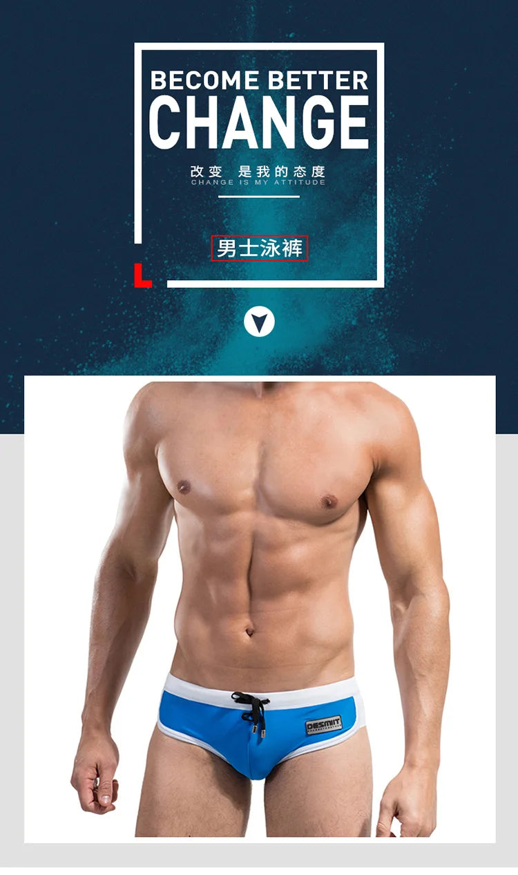 Slip de Bain Homme Tendance – Serré, Respirant, Épissage Bicolore, Short de Plage