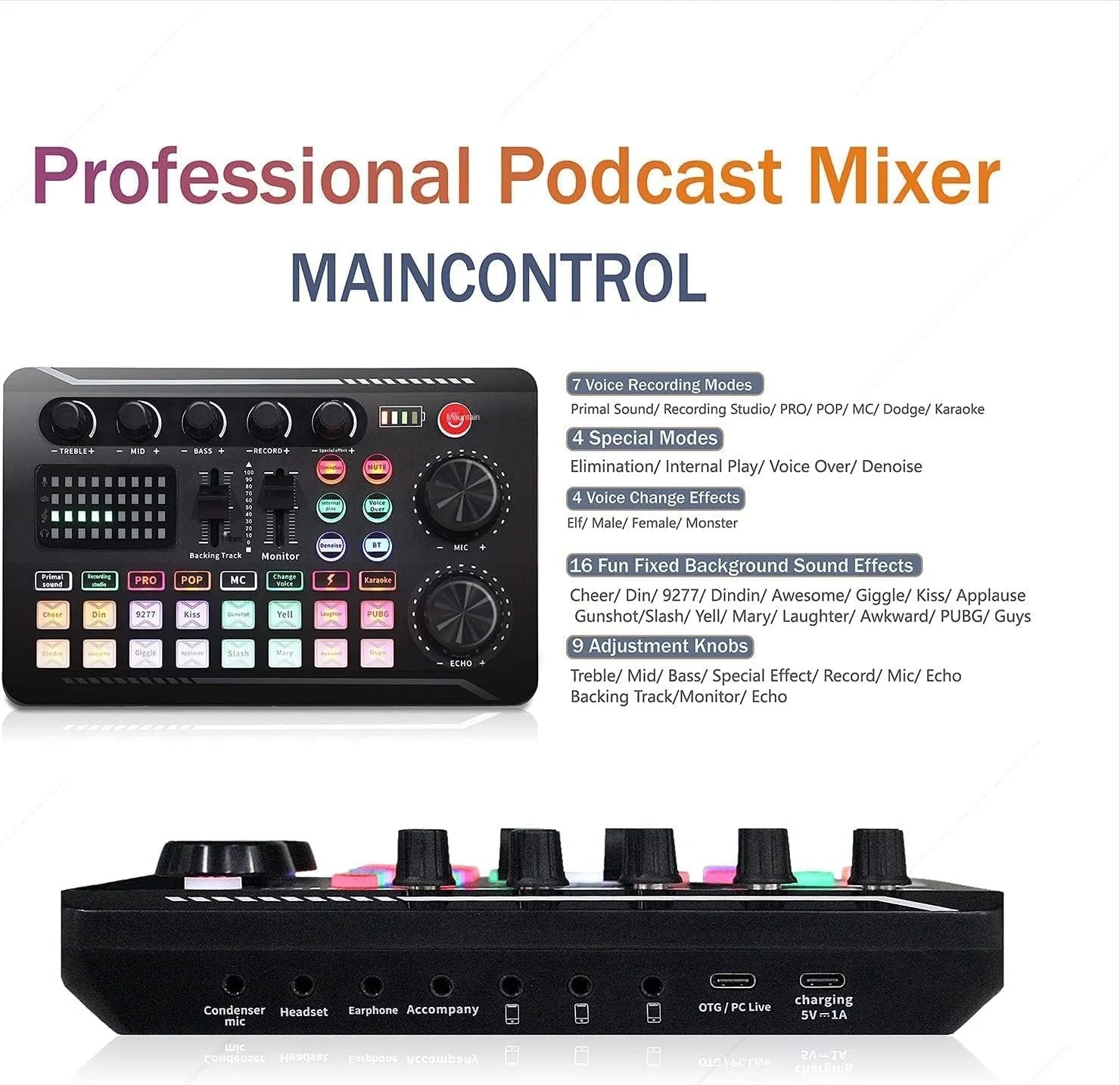 TisNite F998 – Kit Carte Son USB + Micro à Condensateur, Mixage Vocal Live, Studio & Streaming