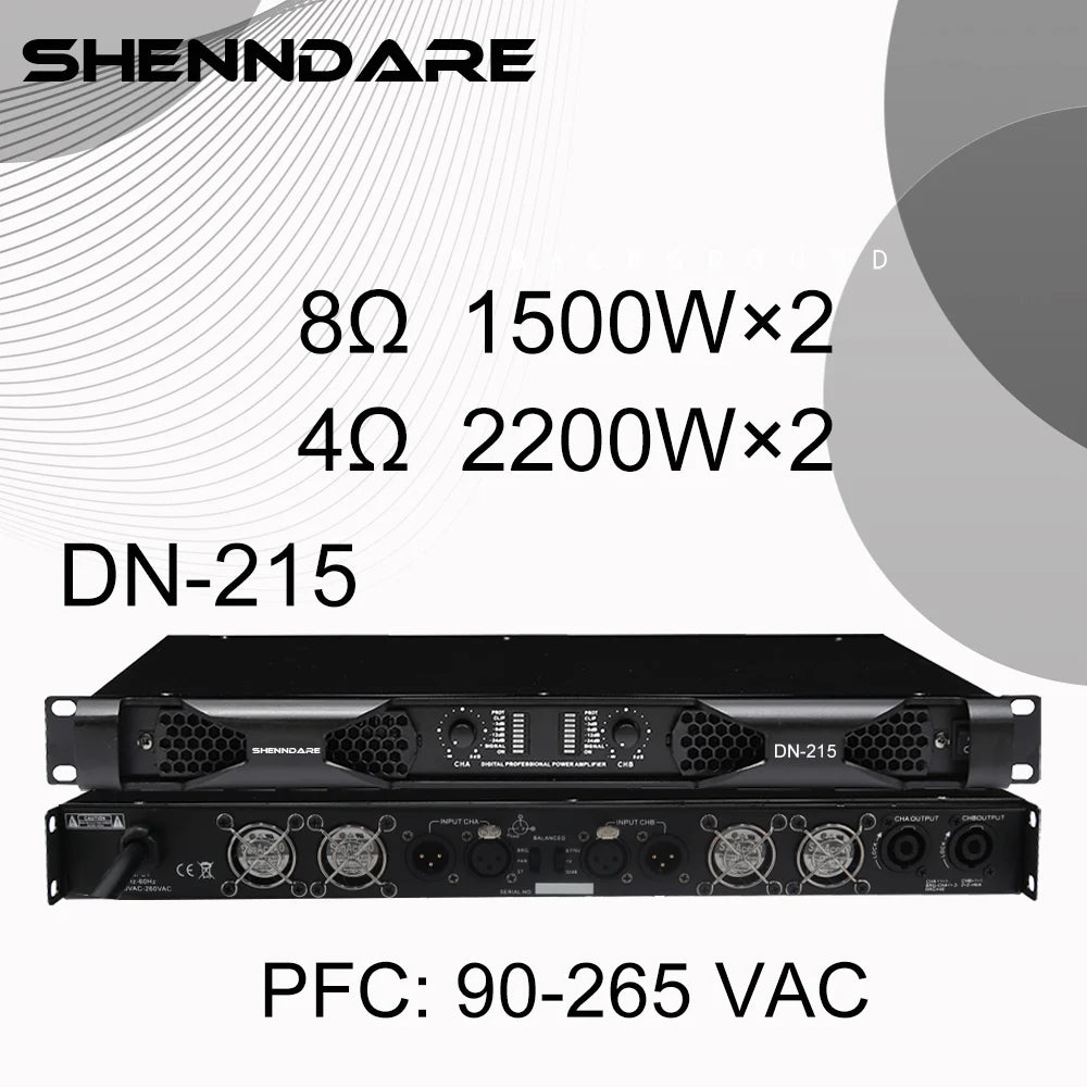 Shenndare DN-2100/DN-4100 – Ampli Puissance Classe D 1U, 2/4 Canaux, jusqu’à 4×1800W, Line Array DJ Scène KTV