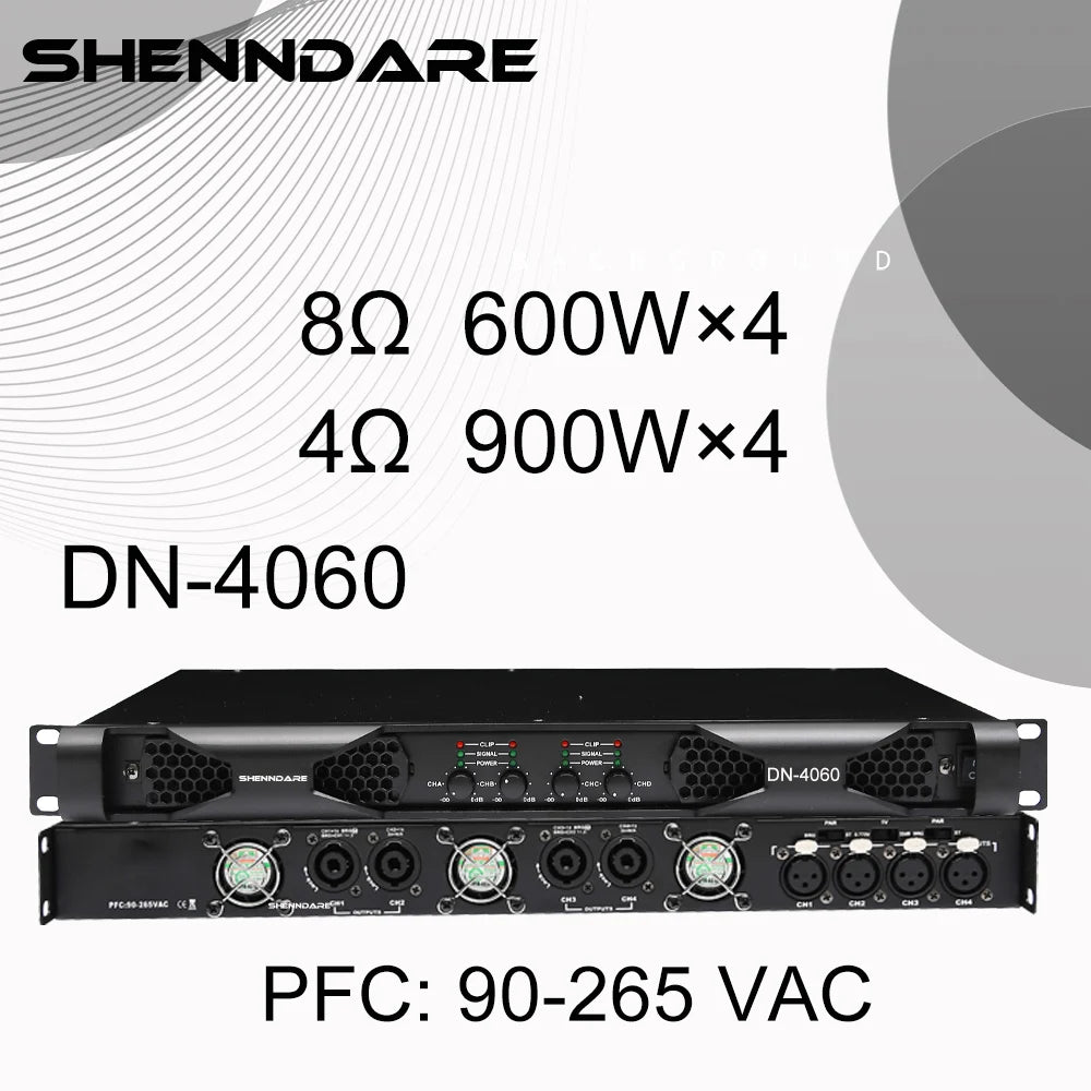 Shenndare DN-2100/DN-4100 – Ampli Puissance Classe D 1U, 2/4 Canaux, jusqu’à 4×1800W, Line Array DJ Scène KTV