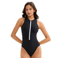 Maillot de Bain Une Pièce Femme – Combinaison Sans Manches Demi-Zip | Sport Aquatique & Plage