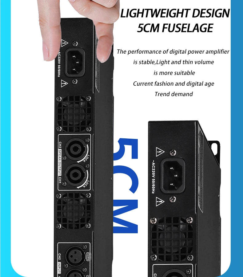 NILUNWEI DGA-19 – Amplificateur de Puissance Numérique 1U 2×600W, 2 Canaux, Scène & DJ