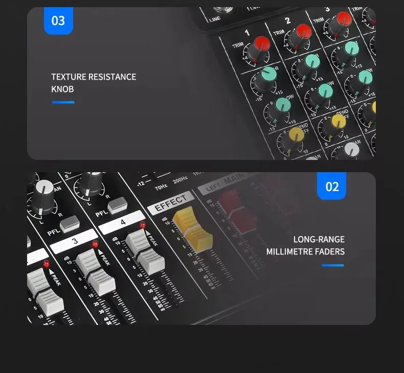 JIY 402D – Table de Mixage DJ 4 Canaux 500W Bluetooth, Numérique, Scène & PC