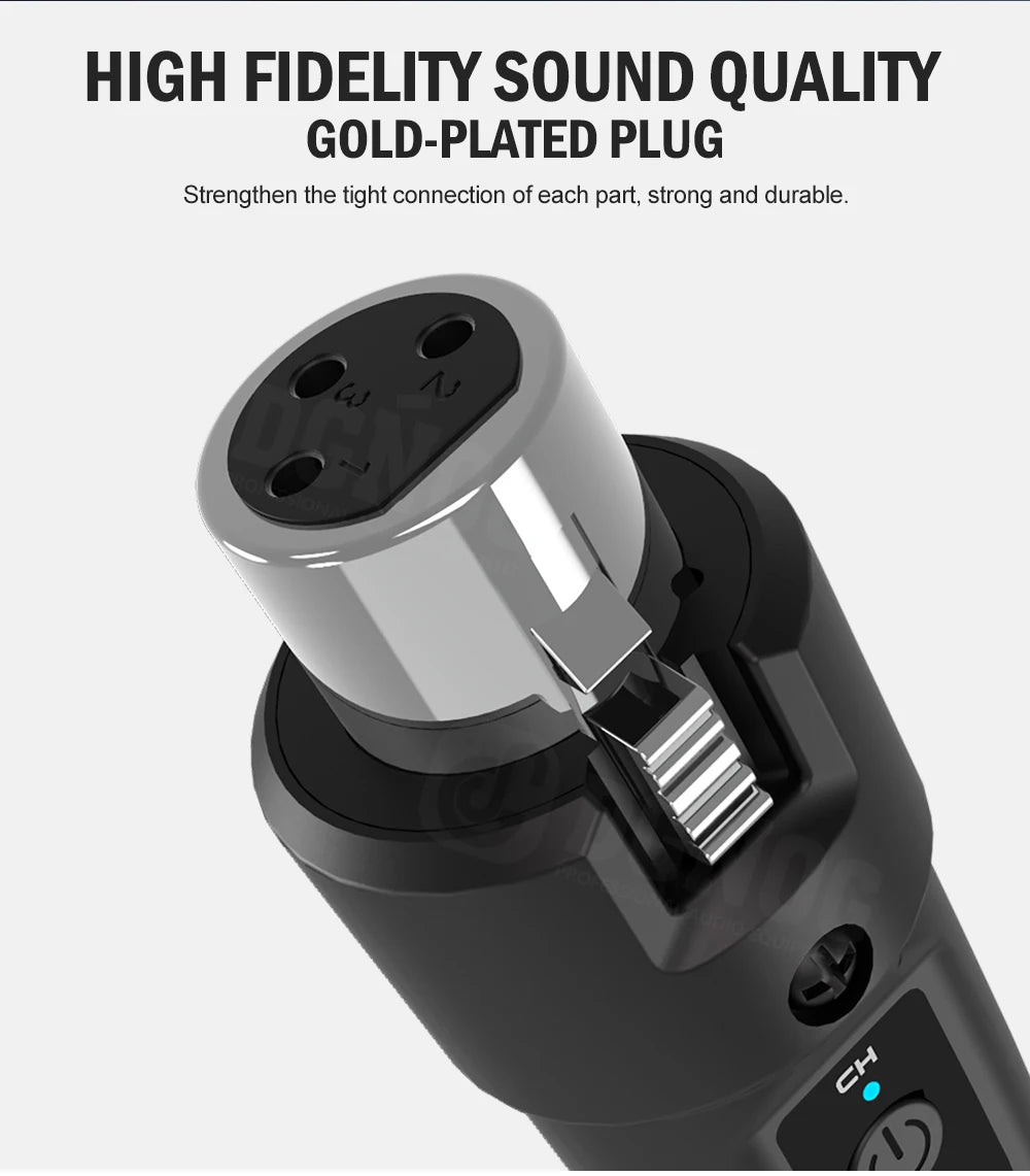 DGNOG – Système Micro Sans Fil UHF XLR, Émetteur-Récepteur pour Micro Dynamique & Guitare