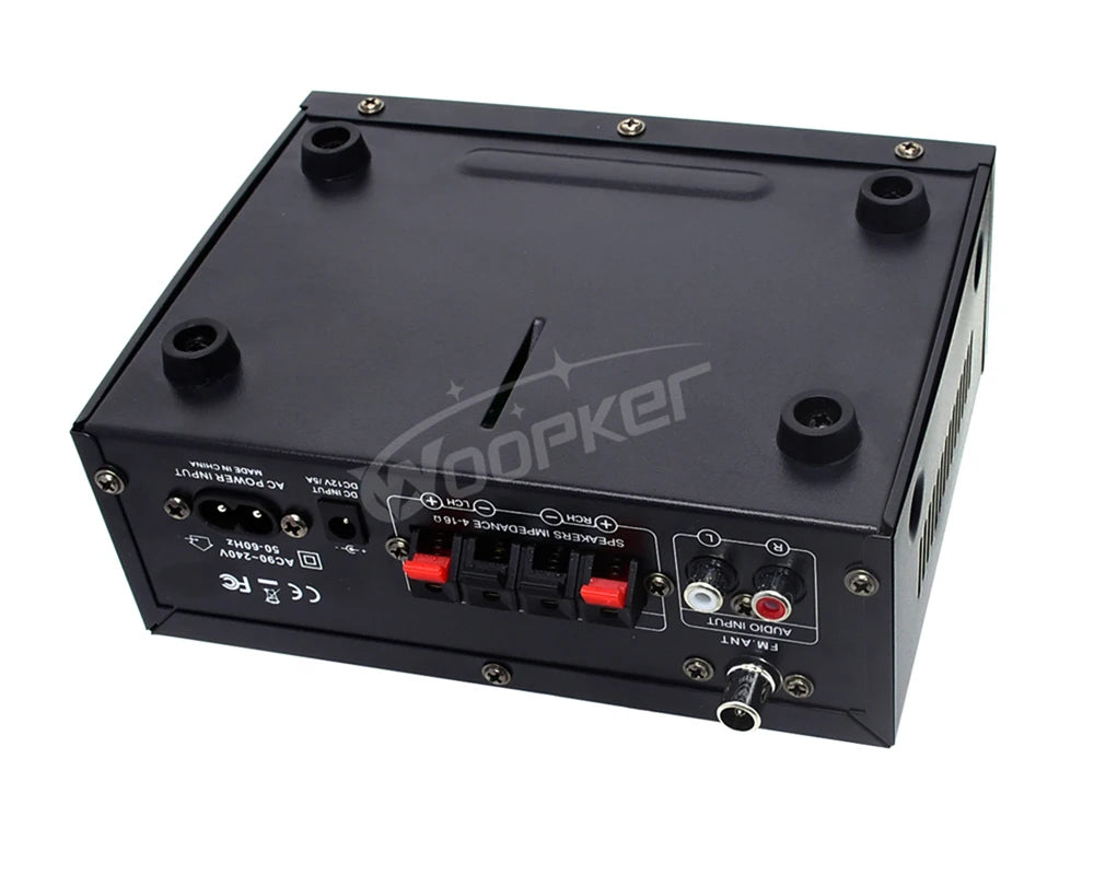 Woopker AK45 Pro – Amplificateur Numérique HiFi 2.0 Bluetooth | 50W×2 · 820W Max | FM · USB | Maison · Voiture · Karaoké