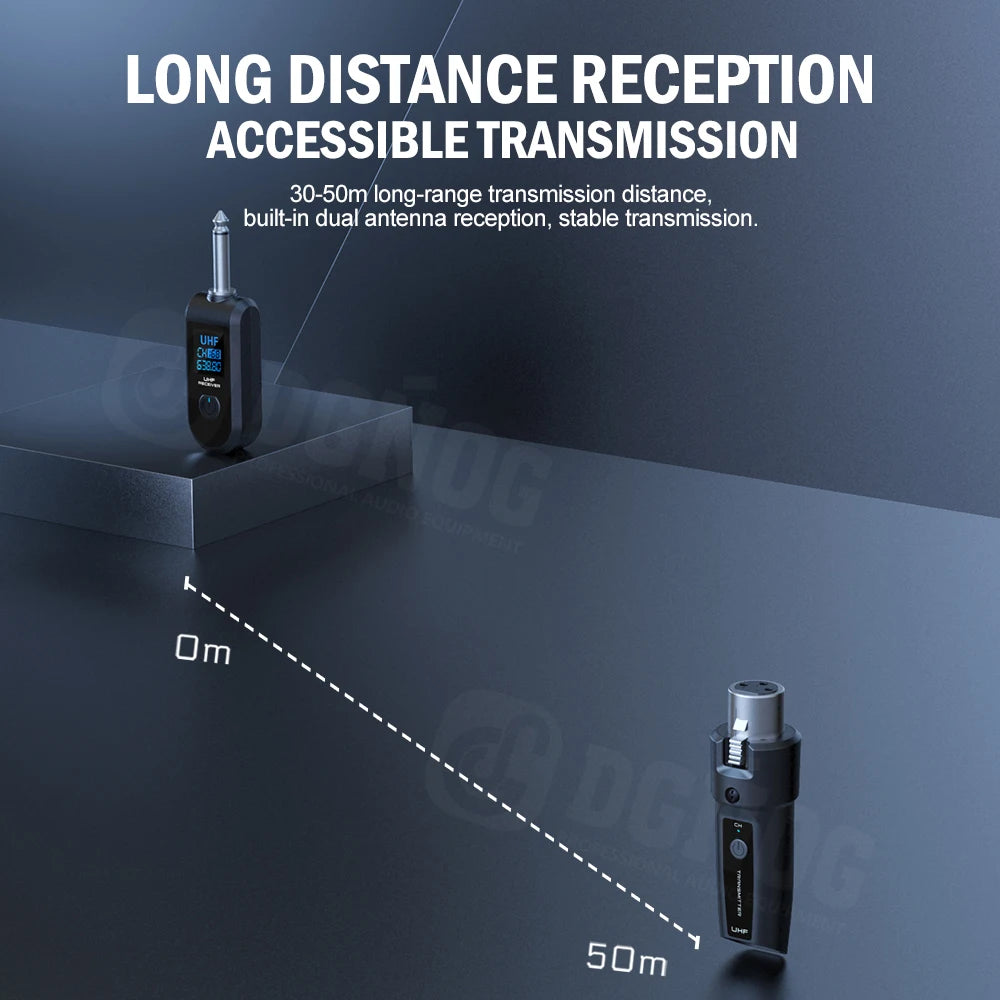 DGNOG – Système Micro Sans Fil UHF XLR, Émetteur-Récepteur pour Micro Dynamique & Guitare